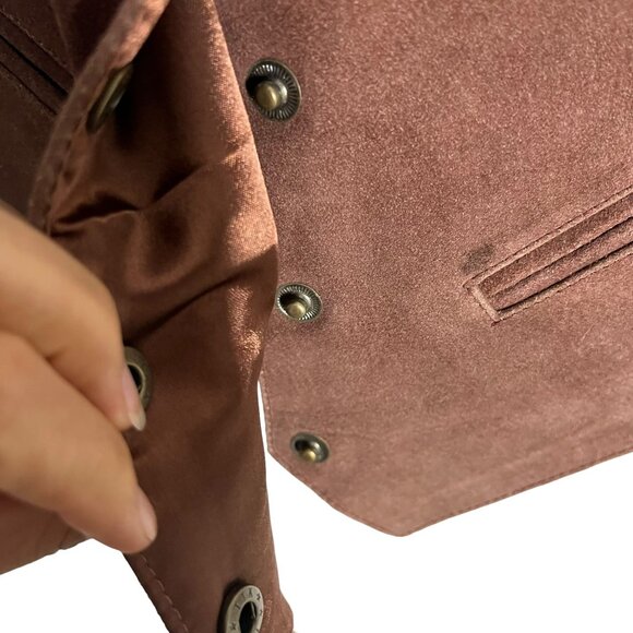 Vintage 90s Brown Suede Button Up Vest Large - Picture 4 of 6
